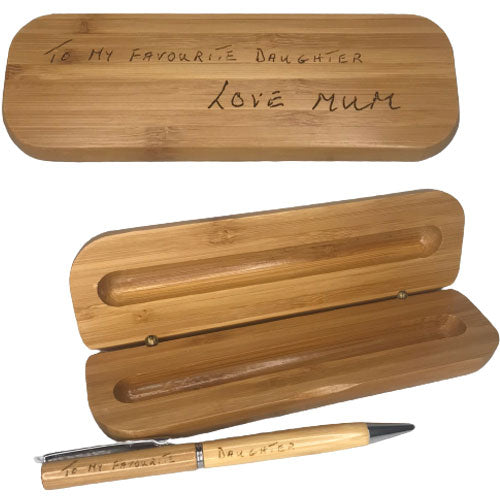 stylish personalised bamboo pen and case gift set