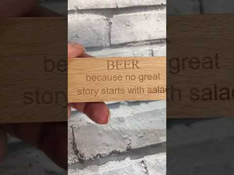 a finished bottle opener personalised with a beer slogan