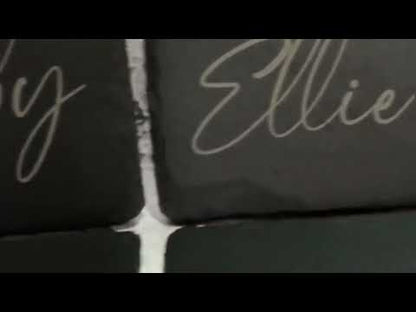 a video showing the making of personalised name slate coasters