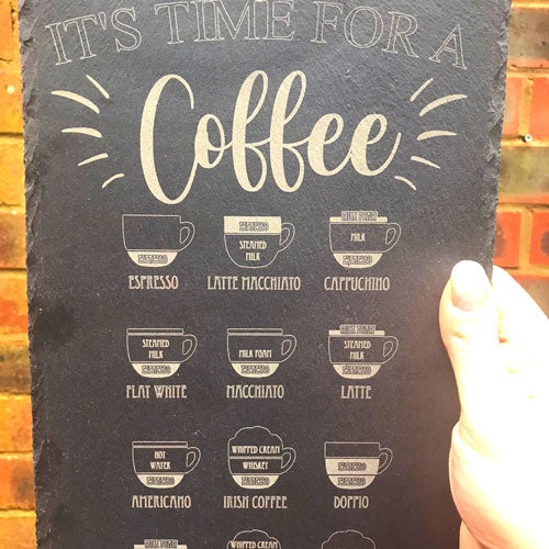 laser engraved slate wall sign for coffee lovers