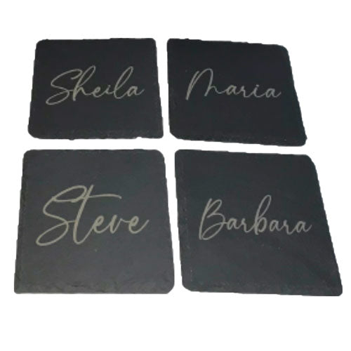 pack of four personalised name coasters