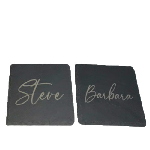 pack of two personalised name coasters